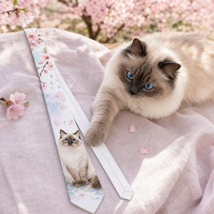 Frühling Ragdoll Katze Wasserfarben Krawatte