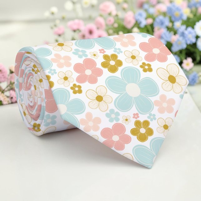 Frühling Retro Blumen Schlips Krawatte (Von Creator hochgeladen)