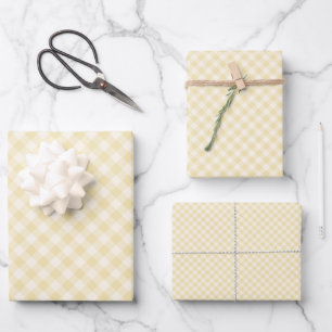 Frühling Retro Gingham Buttercreme Geschenkpapier Set