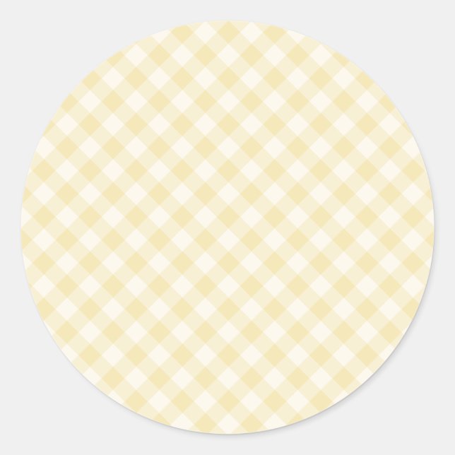 Frühling Retro Gingham | Buttercreme Runder Aufkleber (Vorderseite)