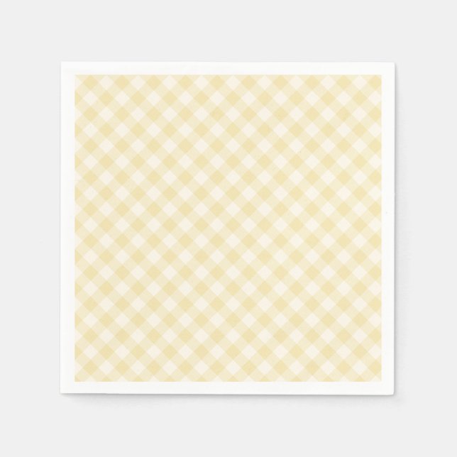 Frühling Retro Gingham | Buttercreme Serviette (Vorderseite)