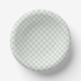 Frühling Retro Gingham Gedämpfter Salbei Pappteller
