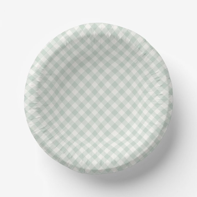 Frühling Retro Gingham | Gedämpfter Salbei Pappteller (Vorderseite)