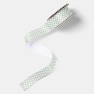 Frühling Retro Gingham   Gedämpfter Salbei Satinband