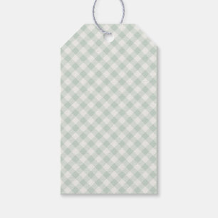 Frühling Retro Gingham Gedämpftes Salbei Geschenkanhänger