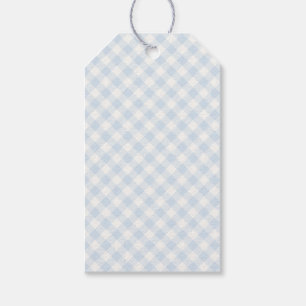 Frühling Retro Gingham Puderblau Geschenkanhänger