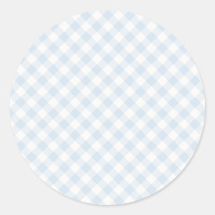 Frühling Retro Gingham Puderblau Runder Aufkleber