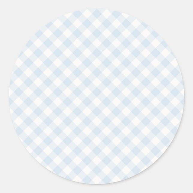 Frühling Retro Gingham | Puderblau Runder Aufkleber (Vorderseite)