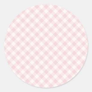 Frühling Retro Gingham Sanftes Rosa Runder Aufkleber