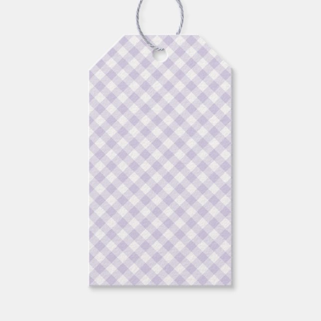 Frühling Retro Gingham | Staubiges Lavendel Geschenkanhänger (Vorderseite)