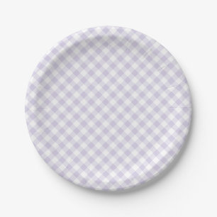 Frühling Retro Gingham   Staubiges Lavendel Pappteller