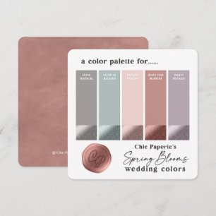 Frühling Rosa & Mauve Hochzeitsfarben-Palette Kart Einladung