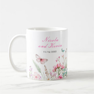 Frühling Rosa Schmetterling Florale Hochzeit Kaffeetasse