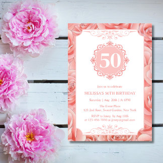 Frühling Roses Blossom Floral Geburtstag Einladung