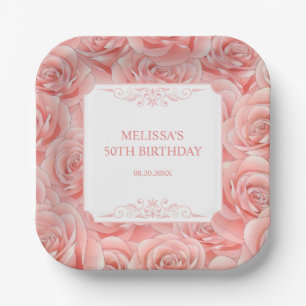 Frühling Roses Blossom Floral Geburtstag Pappteller