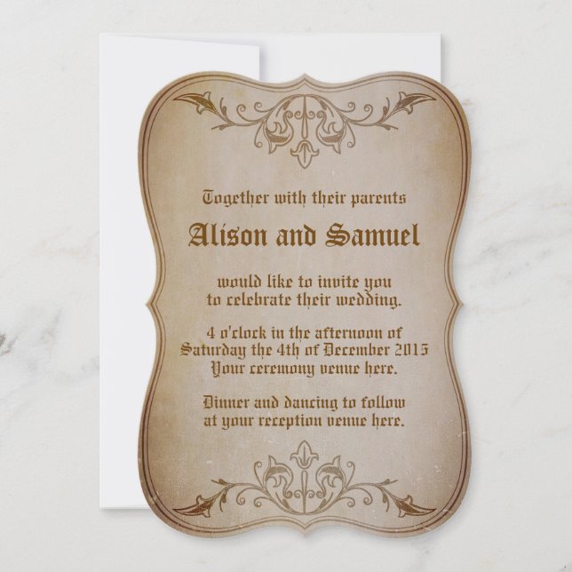 Frühling-Sepia-Hochzeit-Einladung Einladung (Vorderseite)