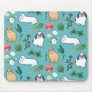 Frühling Sommer Bunny Rabbit Botanisches Gemüse Mousepad