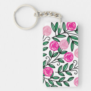 Frühling Sommer farbenfroh rosa Blütenspass und Ra Schlüsselanhänger