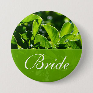 Frühling, Sommer grün Blätter Braut Hochzeit Button