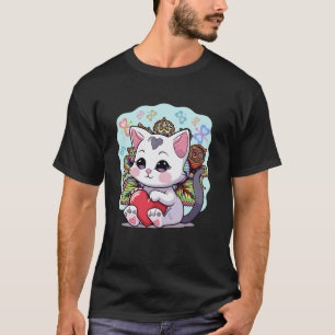 Frühling Sommer Katze Kätzchen Kinder Schmetterlin T-Shirt