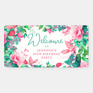 Frühling Sommer Wasserfarbe Flora 90. Geburtstag Banner