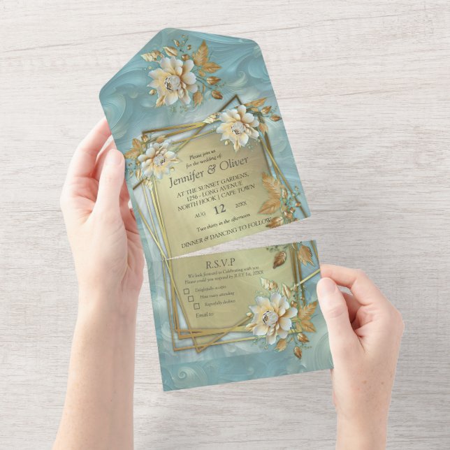 Frühling und Sommer blühen Florals All In One Einladung (Abreißen)