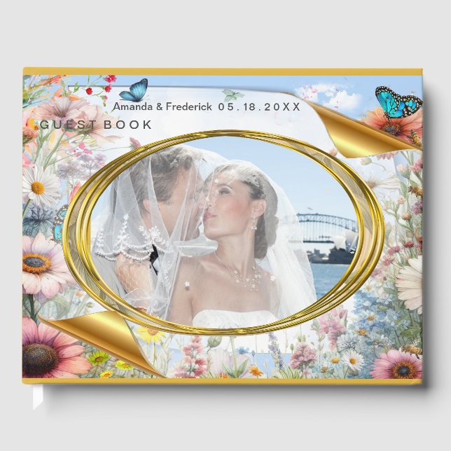Frühling und Sommer blühen Florals Gästebuch (Vorderseite)