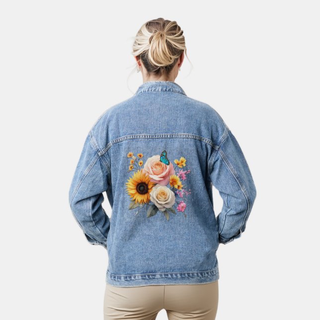 Frühling und Sommer blühen Florals Jeansjacke (Modell)