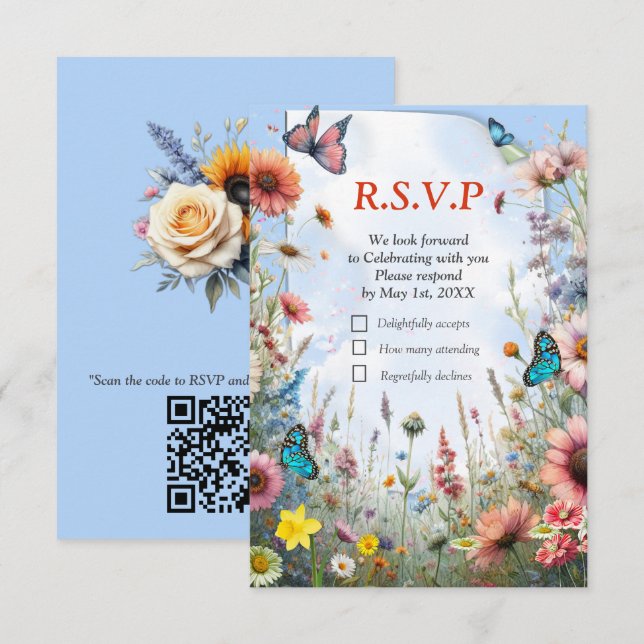 Frühling und Sommer blühen Florals RSVP Karte (Vorne/Hinten)
