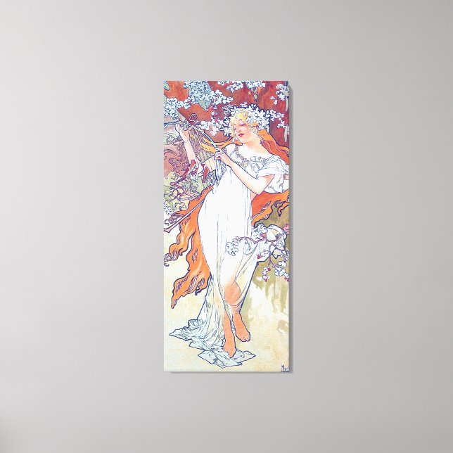 Frühling (Vier Jahreszeiten), Alphonse Mucha Canva Leinwanddruck (Vorderseite)