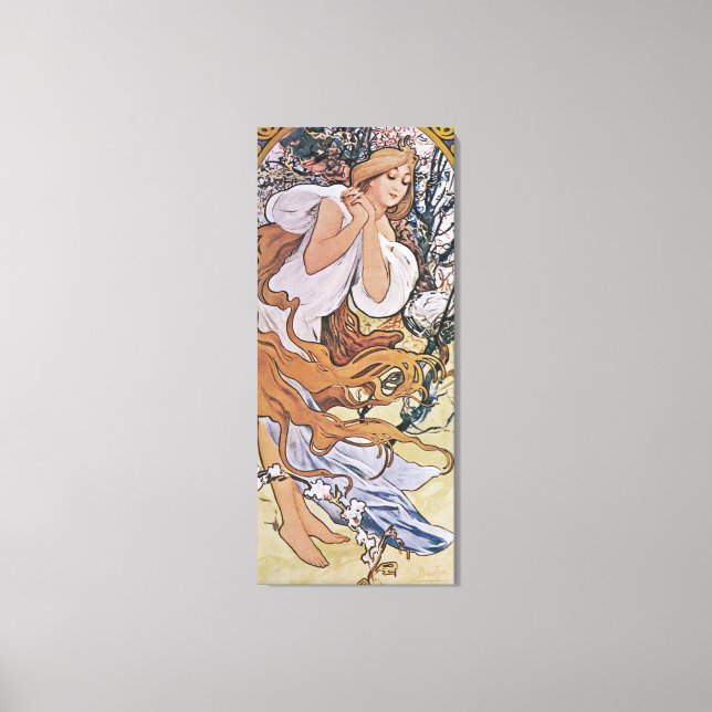 Frühling (Vier Jahreszeiten), Alphonse Mucha Canva Leinwanddruck (Vorderseite)