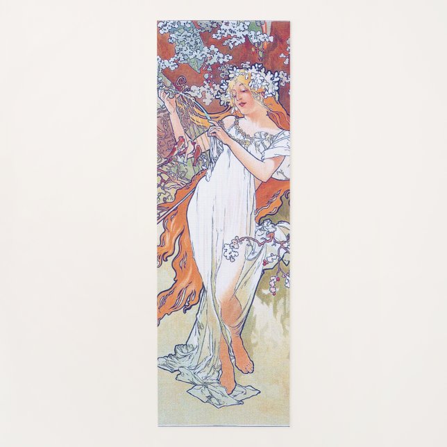 Frühling (vier Jahreszeiten), Alphonse Mucha Yogamatte (Vorderseite)