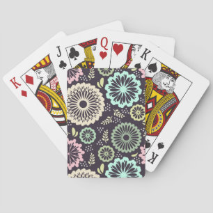 Frühling Vintage Blume grau türkis pink Spielkarten