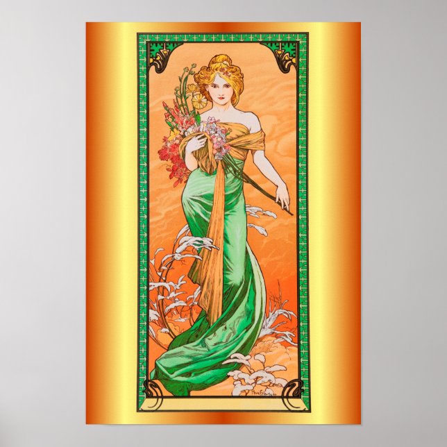 Frühling von Alfons Mucha ~ 1900 ~ Poster (Vorne)