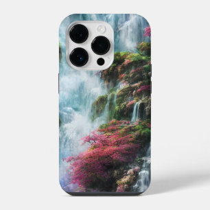 Frühling Wasserfall Berg Rosa Blumen 11 iPhone 14 Pro Hülle