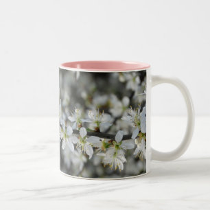 Frühling, weiße Blüten Foto Tasse