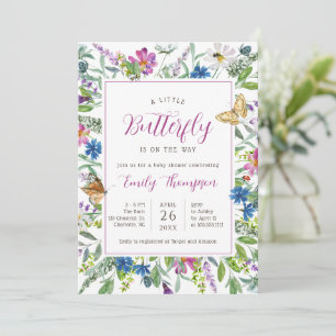 Frühling Wildblume Kleiner Schmetterling Babyparty Einladung