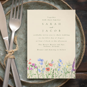 Frühling Wildblumen Boho Gartenhochzeit Einladung