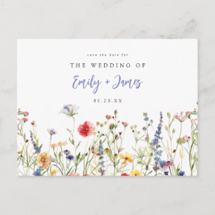 Frühling Wildflower Hochzeit Bewahren Sie die Datu Einladungspostkarte