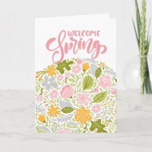 Frühling Willkommens Grußkarte Florale Anordnung Karte