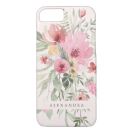 Frühlingblumen| Watercolor-Blumen mit Ihrem Namen Case-Mate iPhone Hülle