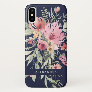Frühlingblumen  Watercolor-Blumen mit Ihrem Namen iPhone X Hülle