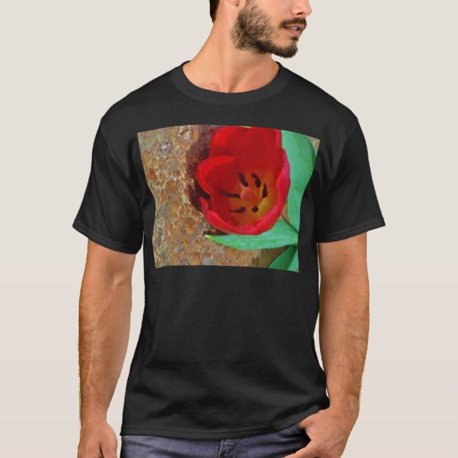 Frühlinggelb und Roter Tulip T-Shirt (Vorderseite)