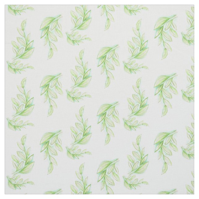 Frühlinggrün Blätter Aquarellmuster Stoff (Muster)