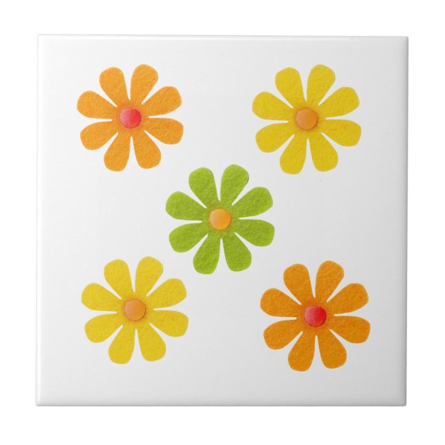 Frühlinggrün, gelb, orange Blume für die Küche Fliese (Vorderseite)