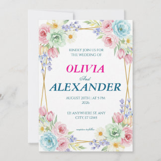 Frühlinghafte Blumenhochzeitskarten Einladung