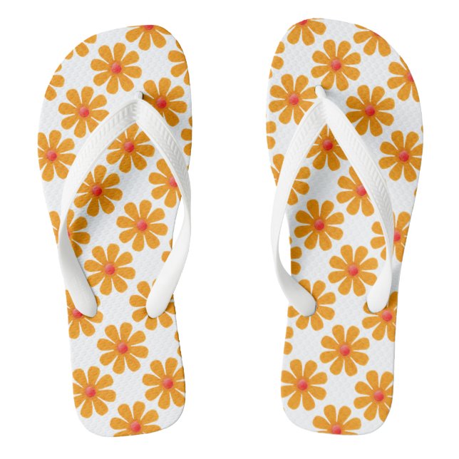 Frühlingorange Blume Flip Flops (Fußbett)