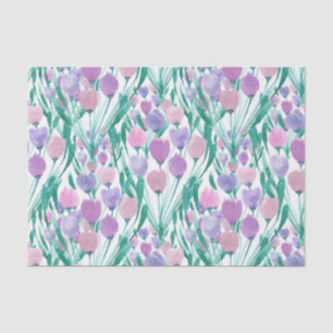 Frühlingrosa Lila Tulip Floral Wasserfarbe Seidenpapier