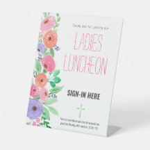 Frühlings-Aquarell-Blumen-Damen-Kirchen-Lunch