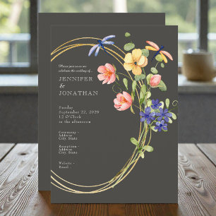 Frühlings-Aquarell-Blumenhochzeits-Einladung Einladung